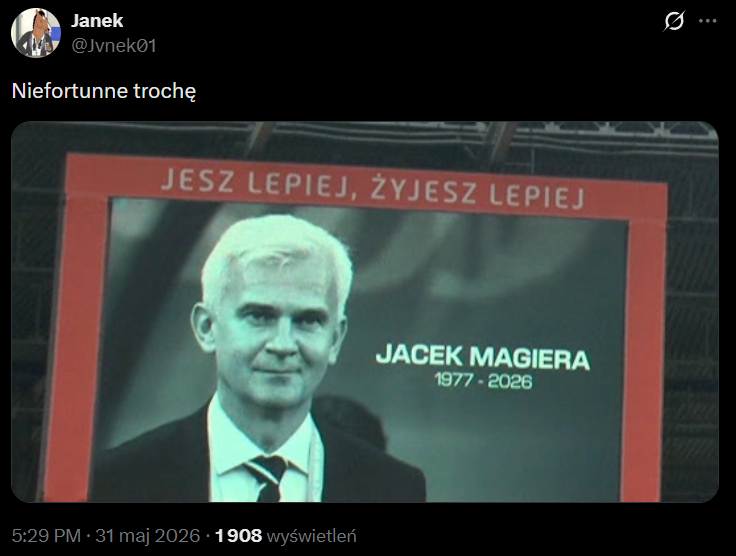 ''NIEFORTUNNA'' ramka sponsora przy oddaniu hołdu dla Jacka Magiery